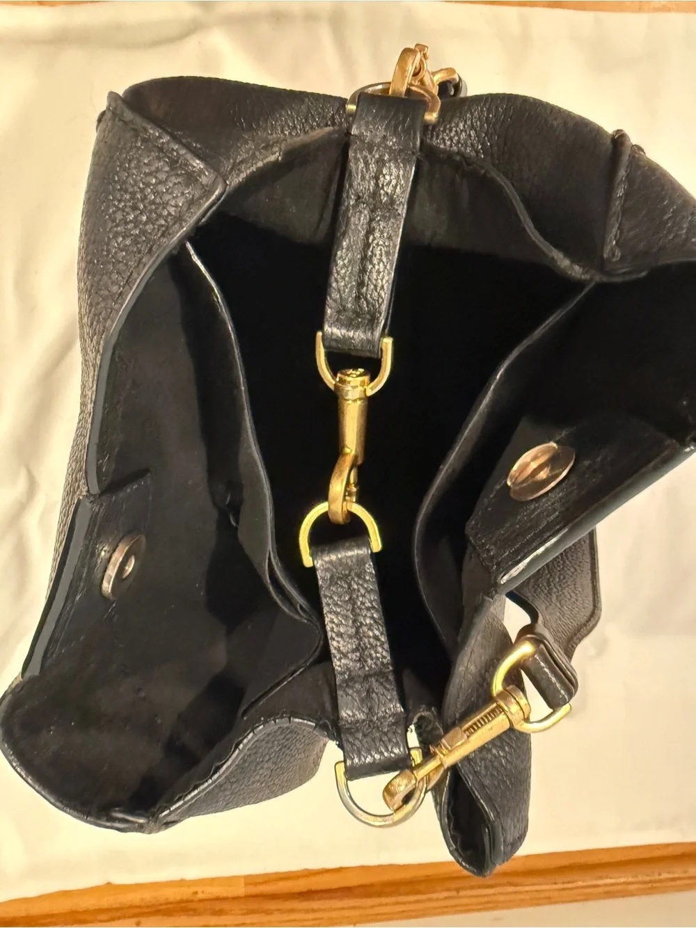 Tory Burch Black Pebbled Leather McGraw Bucket Bag